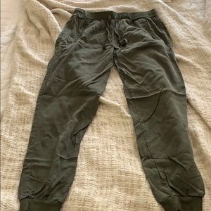 Army green “fancy” joggers.